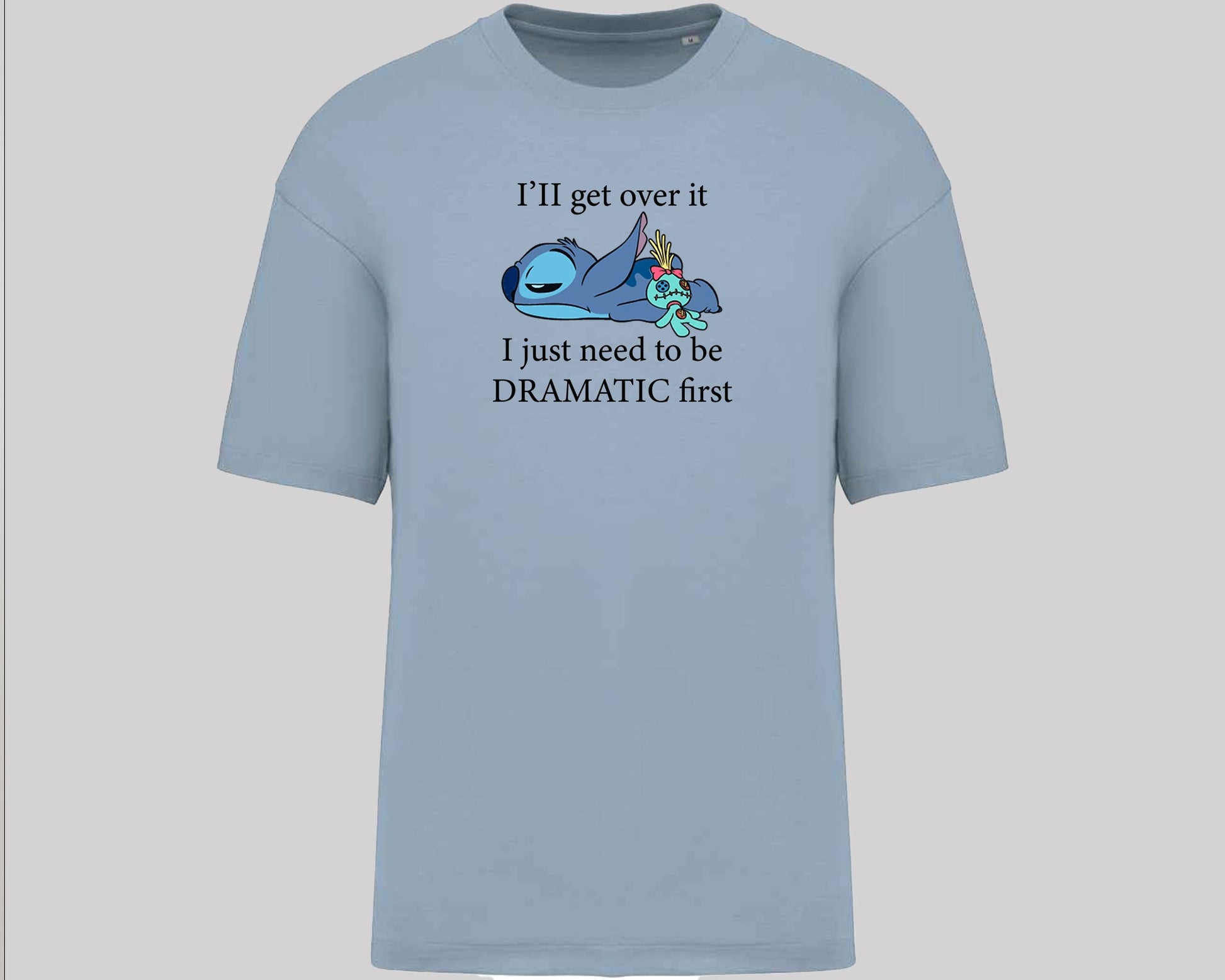 Stitch "I'll Get Over It" Funny Oversized T-Shirt Cute Lilo & Stitch Graphic Tee 100% Cotton for Men & Women Top M8406