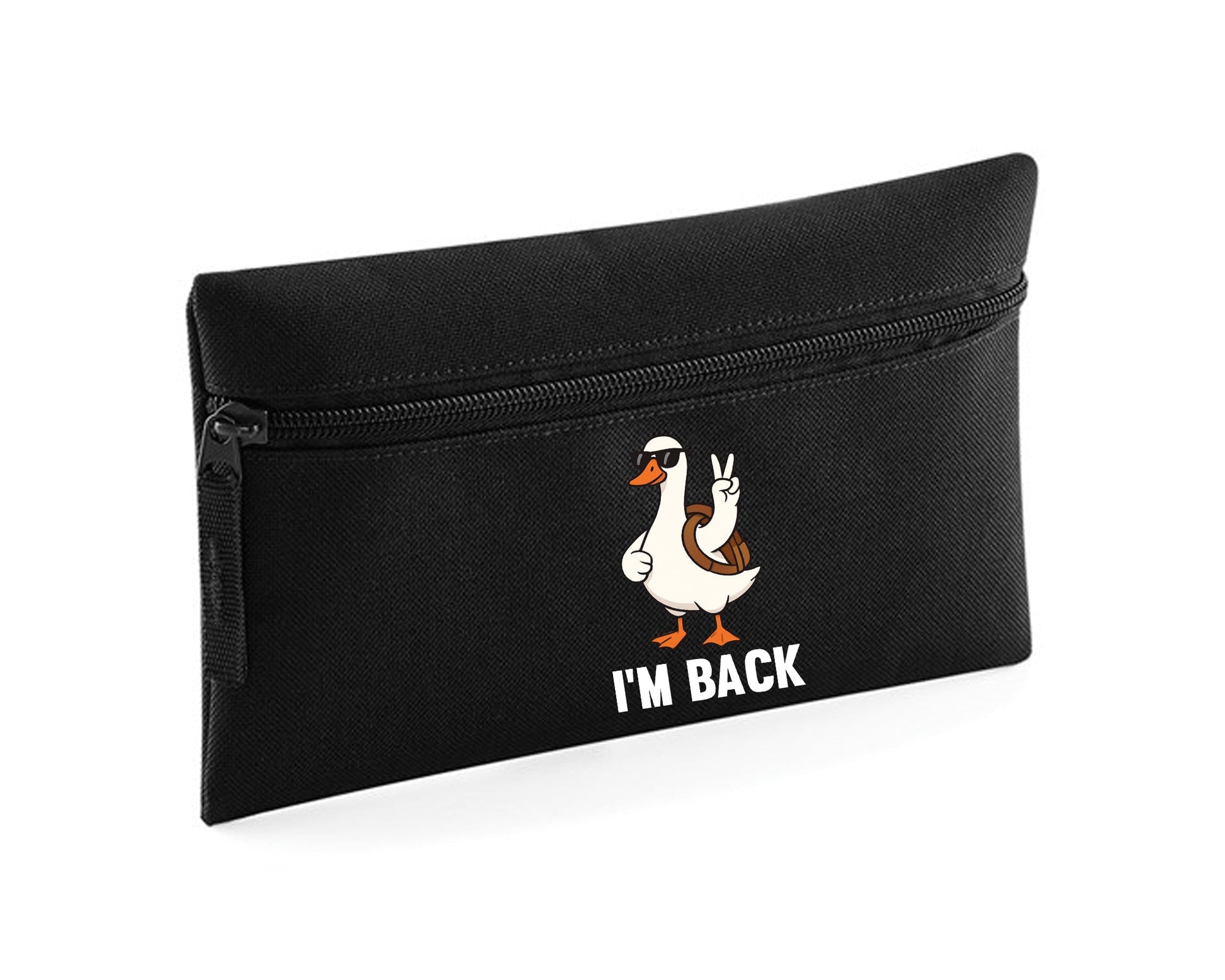 Back To School Kids Pencil Case, I’m Back Funny Duck Print, Durable & Stylish Storage Pouch For School Supplies Gift M8482
