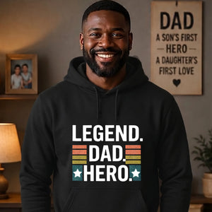 Legend Dad Hero Bold Stripe Printed Father's Day Hoodie
