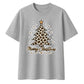 Leopard Print Festive Tree Art Christmas Oversized T-Shirt