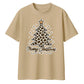 Leopard Print Festive Tree Art Christmas Oversized T-Shirt