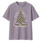Leopard Print Festive Tree Art Christmas Oversized T-Shirt