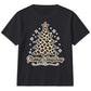 Leopard Print Merry Tree Lettering Christmas Kids T-Shirt