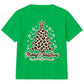 Leopard Print Merry Tree Lettering Christmas Kids T-Shirt
