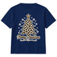 Leopard Print Merry Tree Lettering Christmas Kids T-Shirt