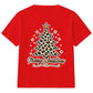 Leopard Print Merry Tree Lettering Christmas Kids T-Shirt