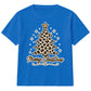 Leopard Print Merry Tree Lettering Christmas Kids T-Shirt
