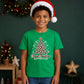 Leopard Print Merry Tree Lettering Christmas Kids T-Shirt