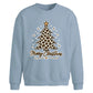 Leopard Print Tree Graphic Christmas Oversized Sweatshirt