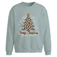 Leopard Print Tree Graphic Christmas Oversized Sweatshirt