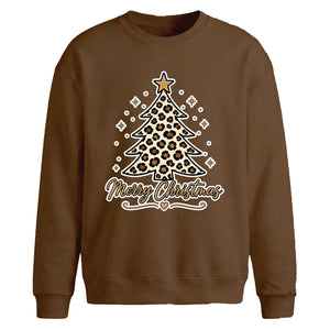 Leopard Print Tree Graphic Christmas Oversized Sweatshirt