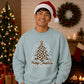 Leopard Print Tree Graphic Christmas Oversized Sweatshirt