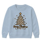 Leopard Print Tree Star Graphic Christmas Kids Sweatshirt