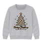 Leopard Print Tree Star Graphic Christmas Kids Sweatshirt