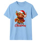 Cute fluffy highland cow winter Christmas Unisex T-Shirt