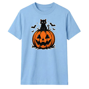 Spooky black cat pumpkin graphic Halloween Unisex T-Shirt