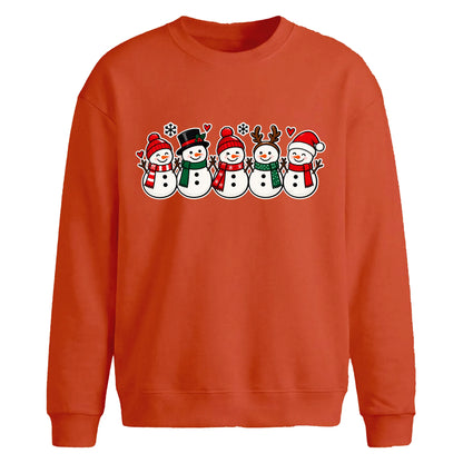 Line of five smiling snowmen Christmas Oversized Sweatshirt