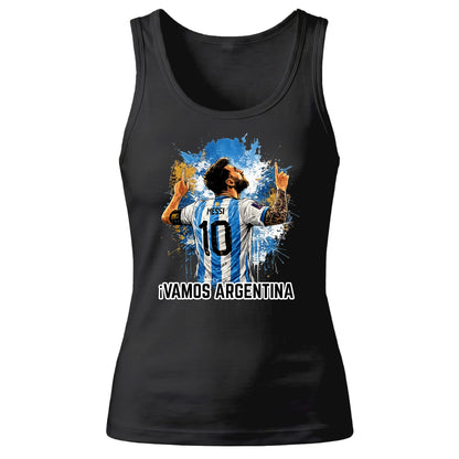 Lionel Messi Vamos Argentina Splash Art Ladies Tank Top