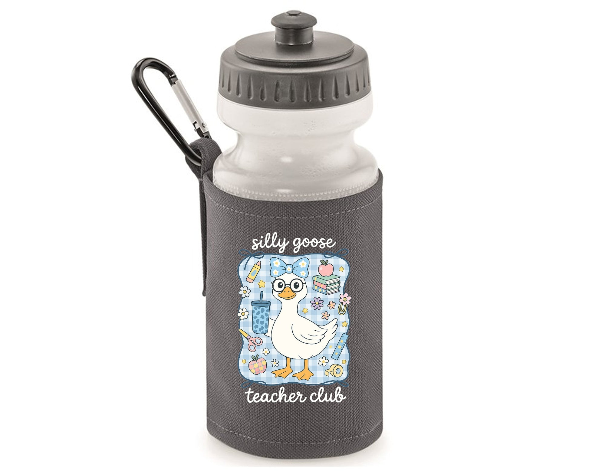 Silly Goose Teacher Club Water Bottle, Cute Duck Design Back To School Bottle, 500ml BPA Free Soft Water Bottle M8479