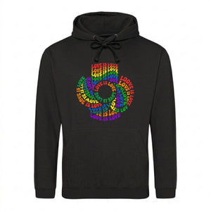 Love Is Love Spiral Typography Pride Month Unisex Hoodie