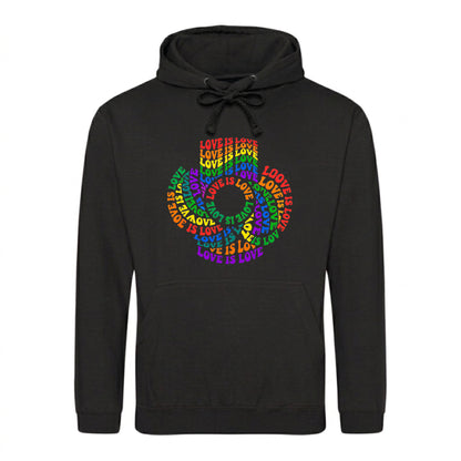 Love Is Love Spiral Typography Pride Month Unisex Hoodie