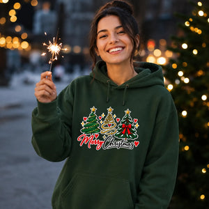 Lovely festive triple tree graphic Christmas Unisex Hoodie