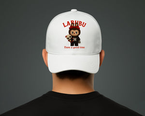 Labubu Have A Good Time Baseball Cap, Fun & Trendy Cartoon Hat, Adjustable Unisex 100% Cotton Twill Cap M8411