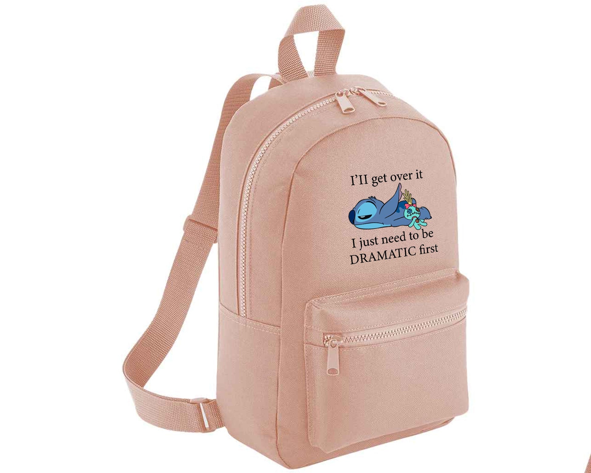 Stitch "I'll Get Over It" Backpack, Funny Cartoon Style Bag For School, Trips & Everyday, Great Gift Boys & Girls M8406