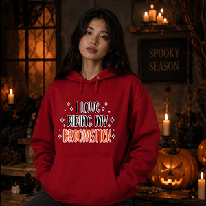 Magical broomstick quote graphic print Halloween hoodie