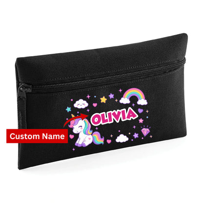Unicorn Kids Quadra Pencil Case with Custom Name