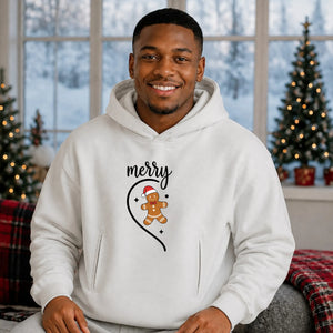Matching Gingerbread Half Heart Christmas Oversized Hoodie