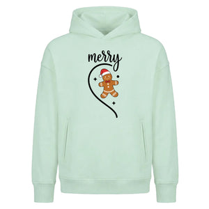 Matching Gingerbread Half Heart Christmas Oversized Hoodie