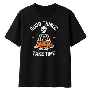 Meditating skeleton quote funny Halloween Oversized T-Shirt