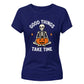 Meditating skeleton quote graphic Halloween ladies t-shirt