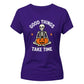 Meditating skeleton quote graphic Halloween ladies t-shirt