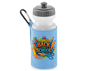Welcome Back To School Water Bottle, BPA Free, Leakproof & Reusable, Soft Pull Up Drink Nozzle Cap Great For Kids Students & School Days M8478