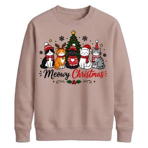 Meowy Cat Tree Graphic Print Christmas Unisex Sweatshirt