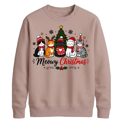 Meowy Cat Tree Graphic Print Christmas Unisex Sweatshirt