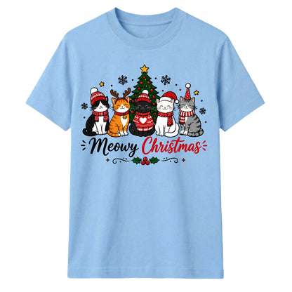 Meowy Festive Kittens Tree Graphic Christmas Unisex T-Shirt