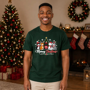Meowy Festive Kittens Tree Graphic Christmas Unisex T-Shirt