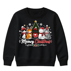Meowy Kittens Festive Tree Graphic Christmas Kids Sweatshirt