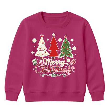 Merry Christmas Three Trees Art Christmas Kids Sweatshirt