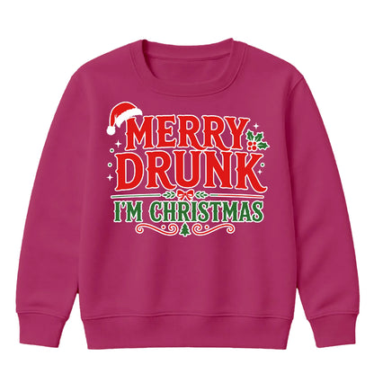 Merry Drunk Im Christmas Slogan Christmas Kids Sweatshirt