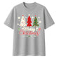Merry Festive Three Trees Print Christmas Oversized T-Shirt