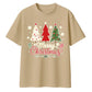 Merry Festive Three Trees Print Christmas Oversized T-Shirt
