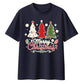 Merry Festive Three Trees Print Christmas Oversized T-Shirt