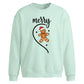 Merry Gingerbread Half Heart Christmas Oversized Sweatshirt