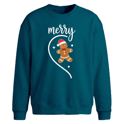 Merry Gingerbread Half Heart Christmas Oversized Sweatshirt