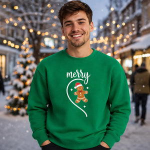 Merry Gingerbread Half Heart Christmas Unisex Sweatshirt