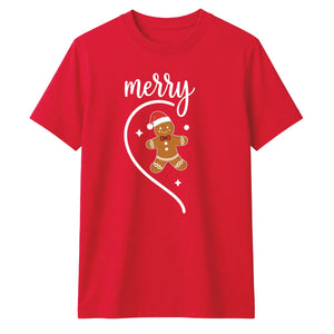 Merry Gingerbread Man Half Heart Christmas Unisex T-Shirt